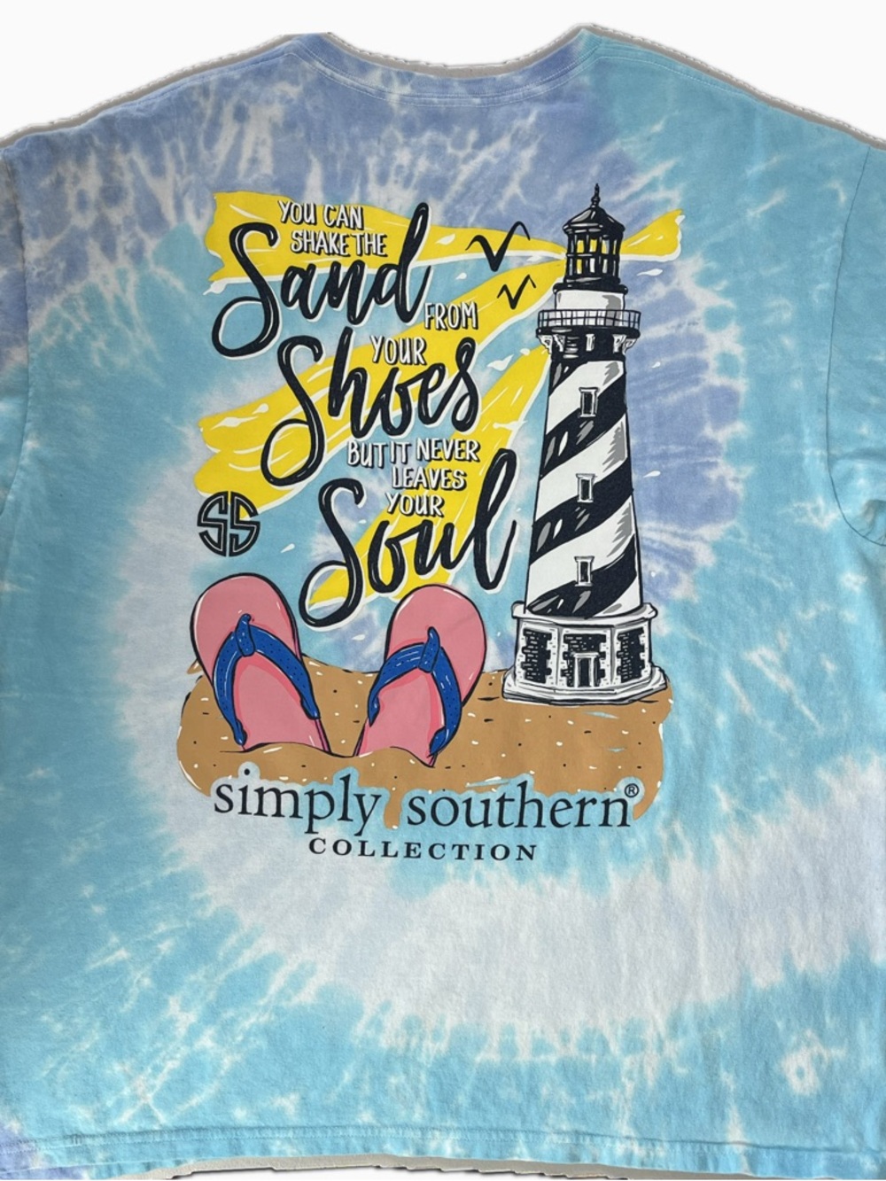 Simply Southern Blue Tie-Dye Tee with Subtle Palm Detail